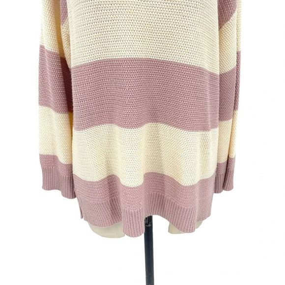 St. John Rugby Striped Mauve Pink Purple Cream V-Neck‎ Sweater Size Large - Picture 3 of 8